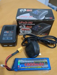 SKYRC e3 AC LiPo 平衡充電器連Team SILVERBACK 1900mAh 25C 11.1v 鋰電池