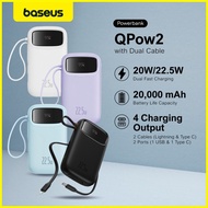 ▩ ◈ ✲ Baseus Qpow2 Power Bank 20000mAh 10000mAh PD 22.5W 20W Built in Dual-Cable and Digital Displa