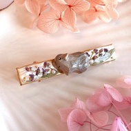 可客製化天竺鼠軟陶淡水珍珠永生花髮夾