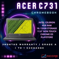 Acer C731 C732 Chromebook - Intel N3060 4GB Ram 16GB 32GB Storage 11.6 Inch Laptop Murah OS Playstor