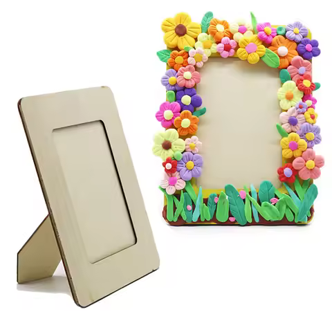 3 PCS DIY Wooden Picture Frames, Unfinished Solid Wood Photo Picture Frames for 4 x 6 in Photos, Sta