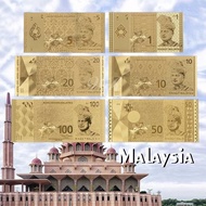 Full Set Of Malaysia Current Paper Money 1,5,10,20,50,100 Ringgit 24K Gold
