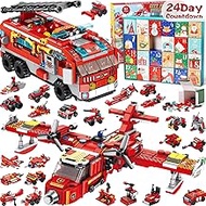 Kids Advent Calendar 2025 for Boys, 24 Days Christmas STEM Fire Rescue Building Blocks Countdown Cal