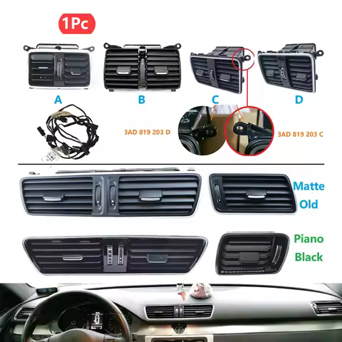 Ruili136 1Pcs for VW Passat CC B6 B7 R36 Car LHD Chrome Piano Paint Dashboard AC Air Condition Outle
