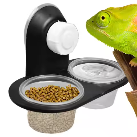Gecko Food Bowl Gecko Feeding Cups Dispenser with 4 Cups Ledge Accessories Tray for Frog Lizard Cham