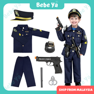 Police Costume Kids - Cosplay Police Uniform Pretend Play Occupation Costume Baju Uniform Polis Kanak-kanak 警察制服儿童