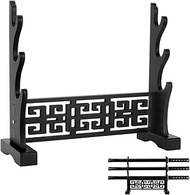 UNICRAFTALE 3-Tier Sword Stand Base Sword Display Stand Black MDF Katana Stands Wooden Rack Samurai 