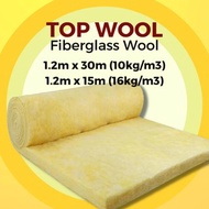 TOPWOOL Fiberglass Wool (1.2m x 30m (10kg/m3) / 1.2m x 15m (16kg/m3)) Heat Insulation Penebat Haba