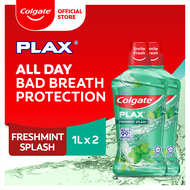 Colgate Plax Antibacterial Mouthwash - Fresh Mint No-Alcohol Long-Lasting Freshness Twin Pack 1L