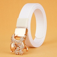 2.5cm Ladies Narrow Belt Fashion Fox Zinc Alloy Buckle Jeans Belt White Pants Skirt Belt Automatic B