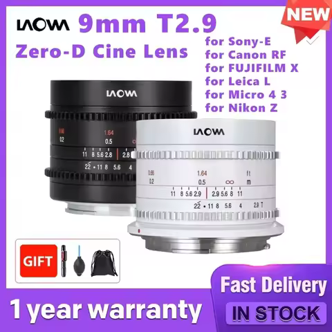 Venus Optics Laowa 9mm T2.9 Zero-D Cine Lens for Sony-E for Canon RF FUJIFILM X for Leica L Micro 4 