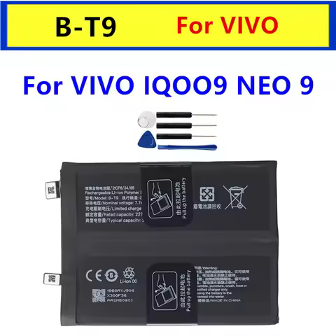 Original B-T9 Replacement Battery For VIVO IQOO9 NEO 9 Neo 9 Batteries B-T9 +Free Tools