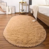 Softlife Fluffy Area Rugs for Bedroom 2.6' x 5.3' Oval Shaggy Floor Carpet Cute Rug for Girls Room K