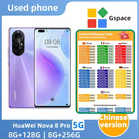 Huawei Nova 8 Pro 5g CPU Kirin 985 6.72in 2676x1236px OLED 120HZ 64.0MP Used Phone