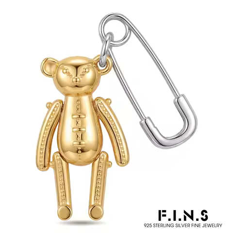 F.I.N.S 1PC CHIC 925 Sterling Silver Earring Only One Piece Single Bear Pin Drop Earrings Female Fin