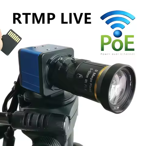 POE ZOOM 5MP 2MP Wifi BOX Camera Push Video Stream RTMP Live RTSP SD Card FTP Stream1080P Audio Supp