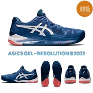 [ Asics GEL RESOLUTION 8 MEN BLUE HARMONY/ WHITE ORIGINAL FIELD TENNIS SHOES]