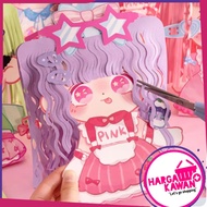 Mainan stiker DIY GUNTING RAMBUT / Mainan Boneka kertas tata Rambut anak perempuan / Puzzle Magic Ha