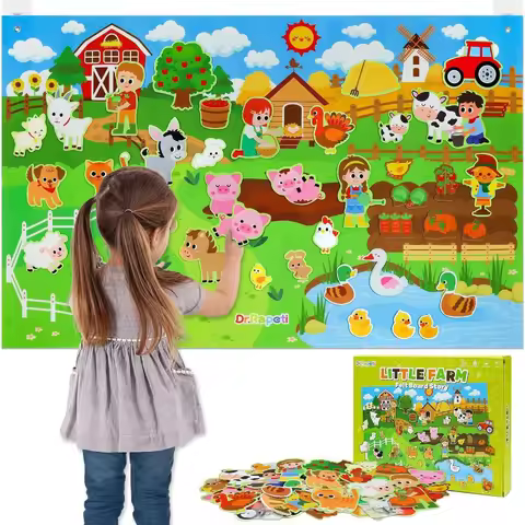 Farm Animals Felt Story Board Set Storytelling Early Learning Interactive Play Kit Wall Hanging Puzz