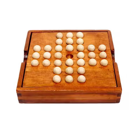 Wood Solitaire Game Single Player Chess Brain Teaser Strategy Puzzle Games IQ Logic Challenges For A