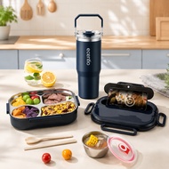 ecentio Kotak Makan 4 Grid 1000ml 304 Stainless steel lunch box & 900ml tumbler stainless tempat sen