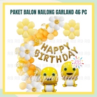 Paket Balon NAILONG DINO KUNING GARLAND 46 / Dekorasi Ulang Tahun NAILONG