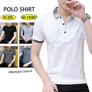 (M-9XL)Men's Lapel Solid Color Business Casual Polo Shirt Shirt