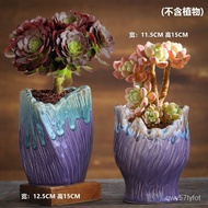 Succulent Flower Pot Ceramic Stoneware Breathable Large Diameter High Pile Succulent Plant Vintage Ceramic Empty Flower