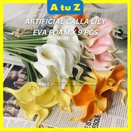 AtuZ 8pcs Artificial Calla Lily Eva Foam Bush Bridal Bouquet Bunga Tangan Pengantin Hantaran Kahwin