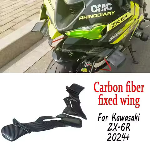 ZX6R 2024 Carbon fiber Motorcycle Naked Front Spoiler Winglet Aerodynamic GP Wing Kit Spoiler New Fo