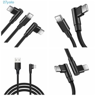 YOLO 90 Degrees Type C Cable, Elbow 90 Degrees PD 60W Quick Charger Cord, Charge Data Cable Nylon Br