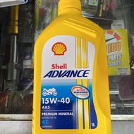 100% ORIGINAL SHELL 4T ADVANCE AX5 15W-40  (1L)  ENGINE OIL 4T MINYAK HITAM PELINCIR