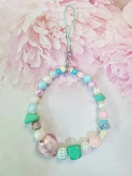 2合1手機挂件手機帶串珠鑰匙扣+幸運石