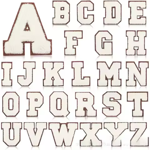 7Cm Brown Bottom Milk White Word Towel Embroidery English Letter Embroidery Cloth Sticker Computer E