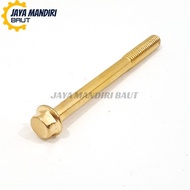 MESIN 10 - 100 PCS Engine Block Bolts 6x60 Key 8 Gold Flange M6X60Bolt Thread 10 Fine Threads