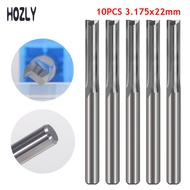 10Pieces 3.175x22mm Two Flutes Straight Slot End Mill CNC Two Dimension Cutting Tools Router Bit