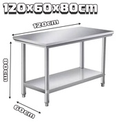 OzPro การรับประกันหนึ่งเดือน โต๊ะแสตนเลส แข็งแรงทนทาน ทนต่อการสึกหรอทำความสะอาดง่าย รับน้ำหนักที่แข็