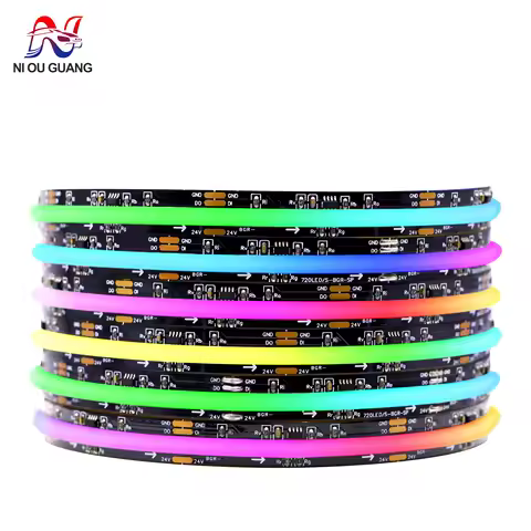 COB RGBIC LED Strip WS2812B: 720 Addressable RGB Pixels Full Color 10mm 12-24V High Density, Flexibl