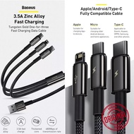 BASEUS Tungsten Gold 1for3 FastCharge USB to MLC 3.5A 1.5m CAMLTWJ Cable