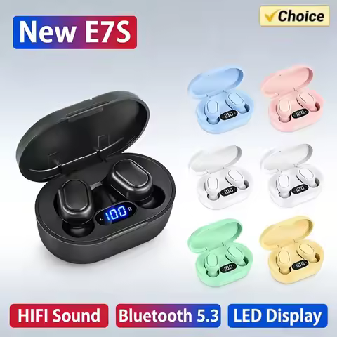 Wireless Headphones E7S TWS Bluetooth Earphones Headset with Mic HiFi Stereo Sport Noise Cancelling 