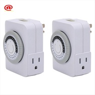 US Plug, 2Pcs 24-Hour Outlet Timer with 2 Grounded Outlets Timer Plug for Electrical Outlets,30-Minu
