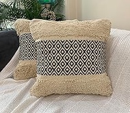 NATURE4U Home Boho Pillow Cover - Soft Handwoven Cotton with Tufted Accents and Tassels, Perfect Neu