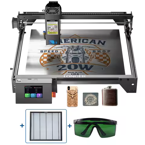 RAY5 20W Laser Engraving Machine with Touch Screen + 440x440mm Honeycomb Panel + Protective Goggles