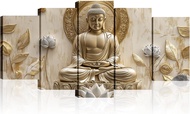 Buddha Canvas Wall Art 5 Piece Zen Wall Decor Buddhism Meditation Picture Flower Leaf Prints for Spi
