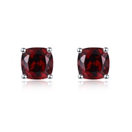 Real Silver 925 Stud Earrings for Women Birthday Gift Blue Topaz Garnet Female