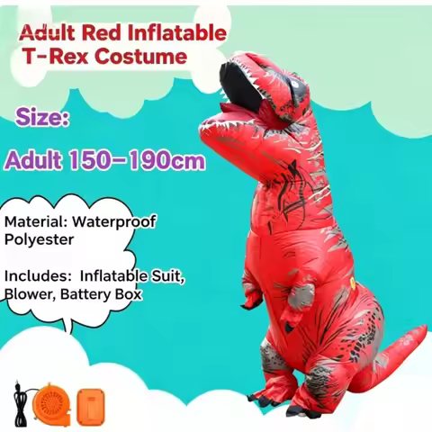 Adult Red Tyrannosaurus Rex Inflatable costume Halloween Dinosaur Dress Up Party Cosplay Tyrannosaur