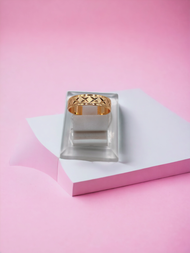 cincin polos ukir motif lapis emas untuk wanita dan pria