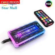 Coolmoon RGB รีโมทคอนโทรล Dc12v 5a Led Smart Fan Controller พร้อม 10 ชิ้น 6 พินพอร์ตพัดลม 2 ชิ้น 4 พินพอร์ตแถบแสง