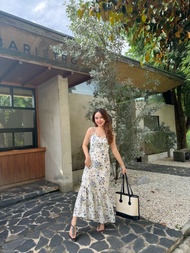 MyWay Brand : Dress - Pilai Single เดรสสายเดี่ยว สีครีม ลายดอกไม้