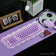Wireless Keyboard Mouse Set Candy Macron Girls Cute Colorful Round Keycap Entertainment Office Wirel